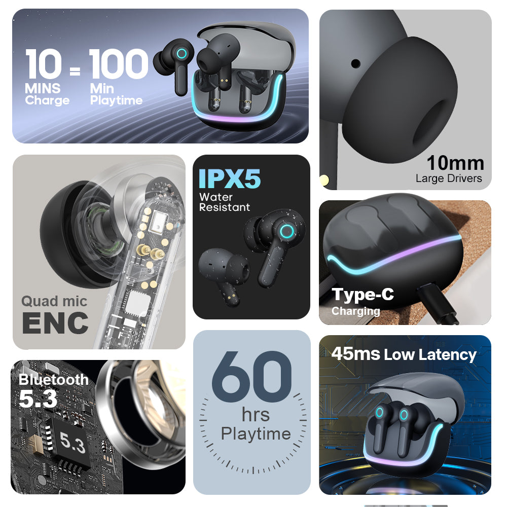 🎧 Écouteurs Gaming TWS G07 avec Lumières RGB