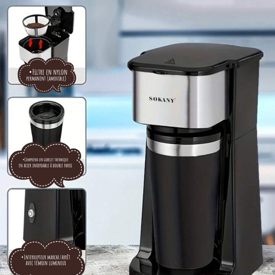 Cafetière Filtre avec Thermos Isotherme 0,5L